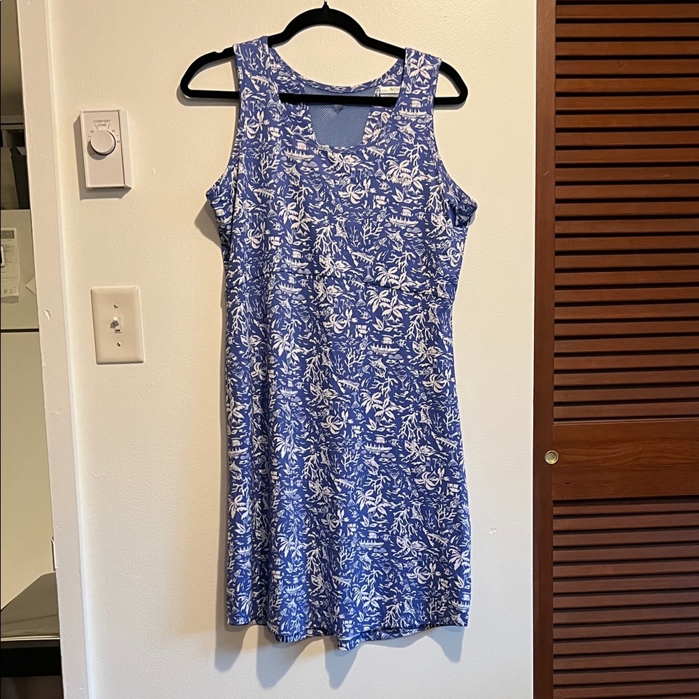 Columbia Blue and White Patterned Midi Dress